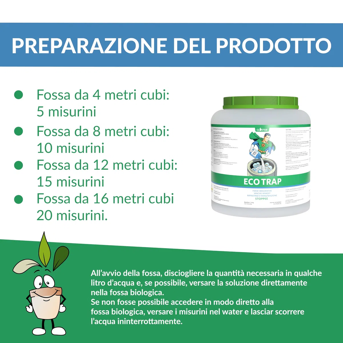 ECOTRAP Attivatore Fossa Biologica 1,5 KG - Made in Italy -Septic Tank - Enzimi per Fosse Biologiche con Dosatore - Pulizia e Manutenzione Circolare Fosse Settiche, Elimina Cattivi Odori e Ingorghi