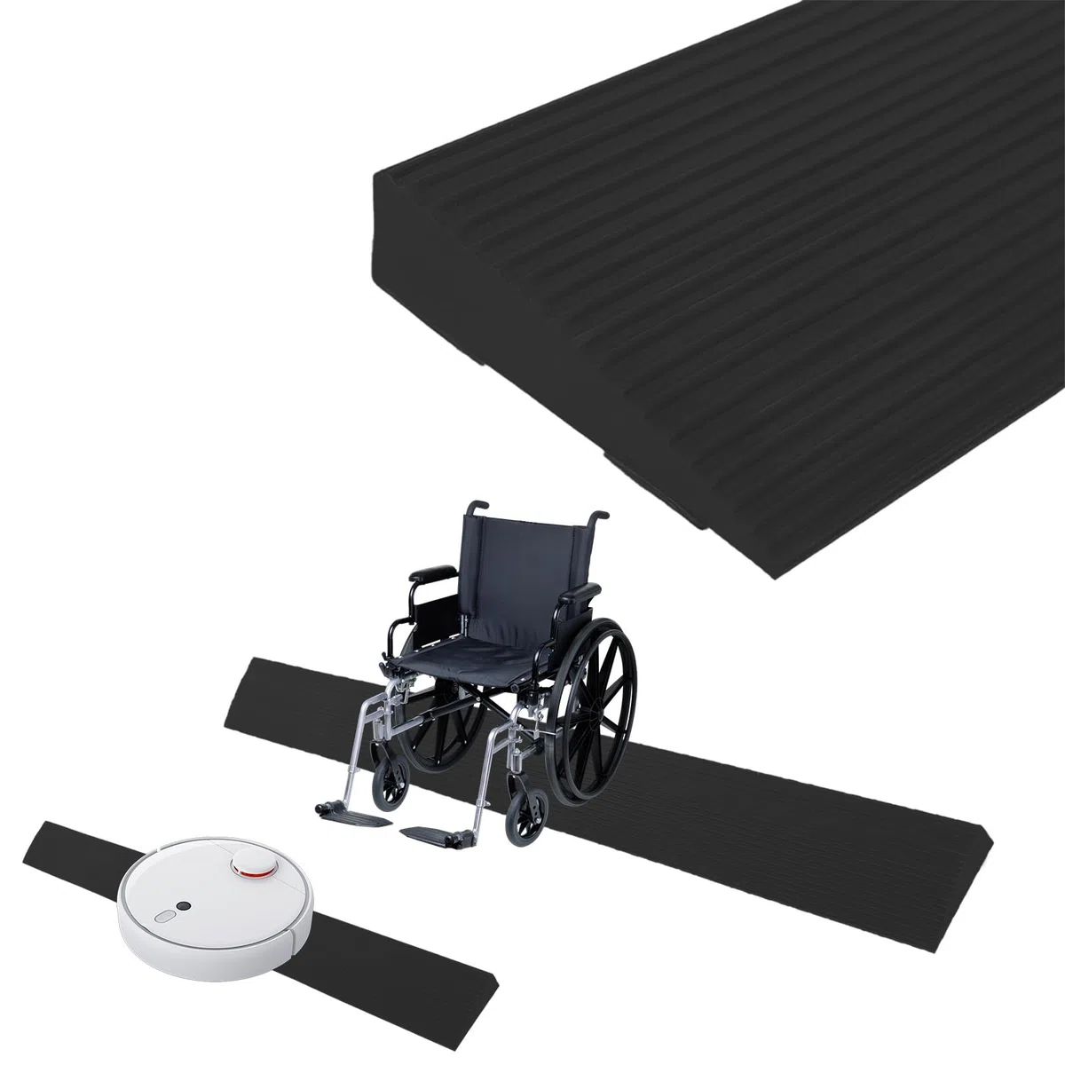 Rampa per Soglia in TPE, Antiscivolo Rampe per Disabili, Pedana Disabili Adatto per Robot Aspirapolvere, Sedie a rotelle e scooter per disabili