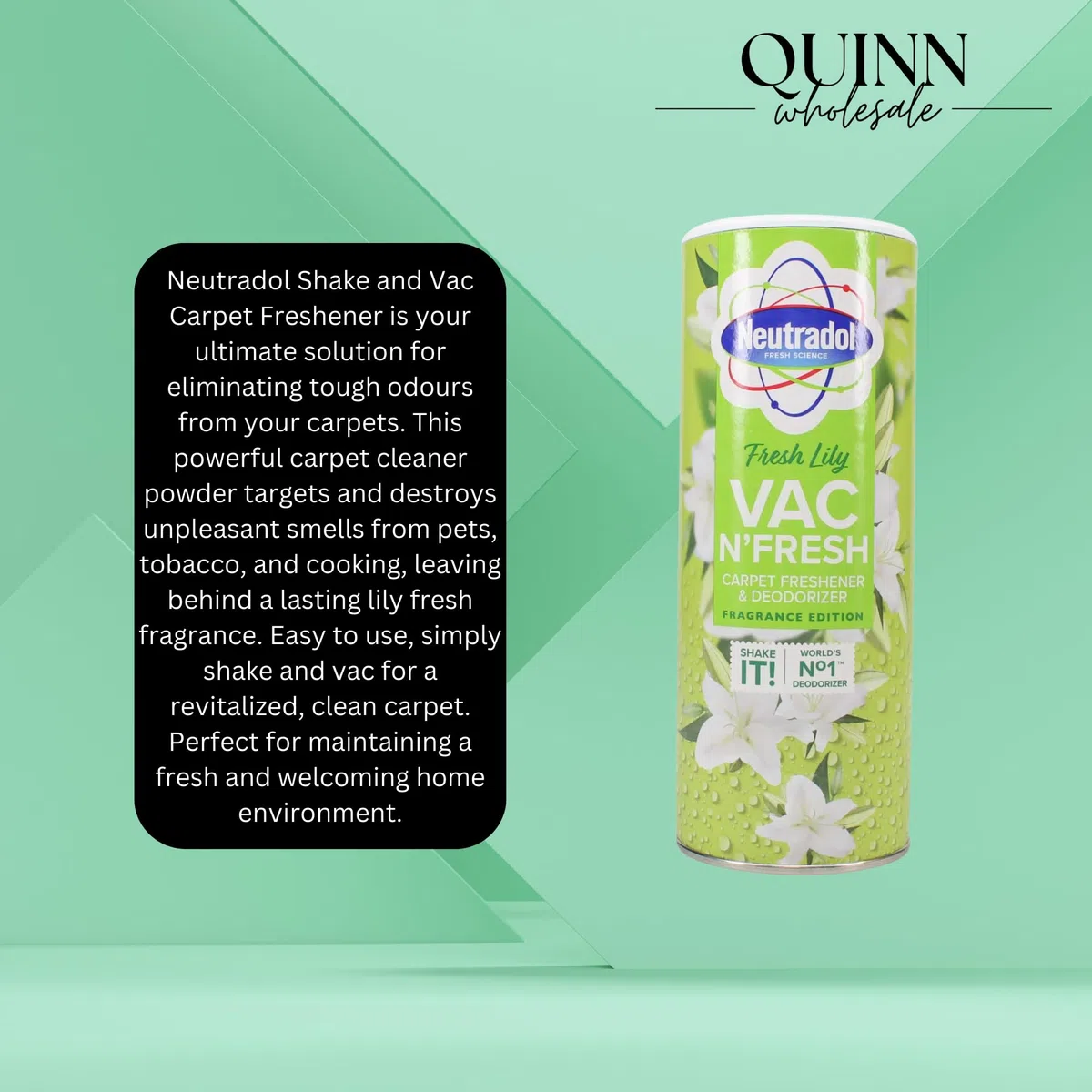 2 in 1 Shake and Vac, polvere detergente per tappeti: 3 x Neutradol 350 g Shake and Vac deodorante per tappeti Lily Fresh + sacchetto da appendere al profumo di spezie (giglio)