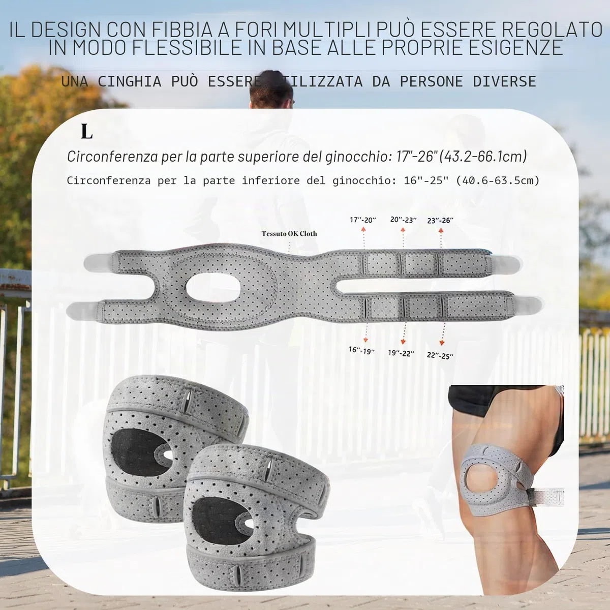Ginocchiera Rotulea Regolabile 2 Pezzi - Tutore Ginocchio per Menisco e Legamenti, Ginocchiere Ortopediche Sportive per Corsa, Artrite (Stabilità Ottimale)