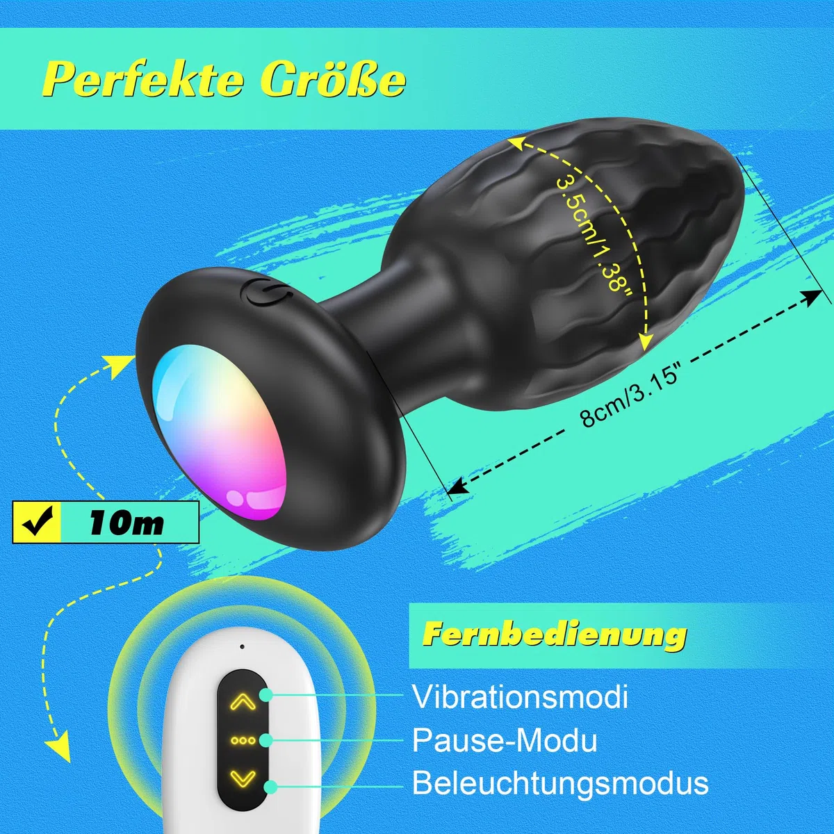 Anal Plug Vibratore Butt Plug per donne uomini - Vibrazione anale per donne Vibratori anali con LED, Butt Plug Stimolazione della prostata Uomini Giocattoli del sesso Solo
