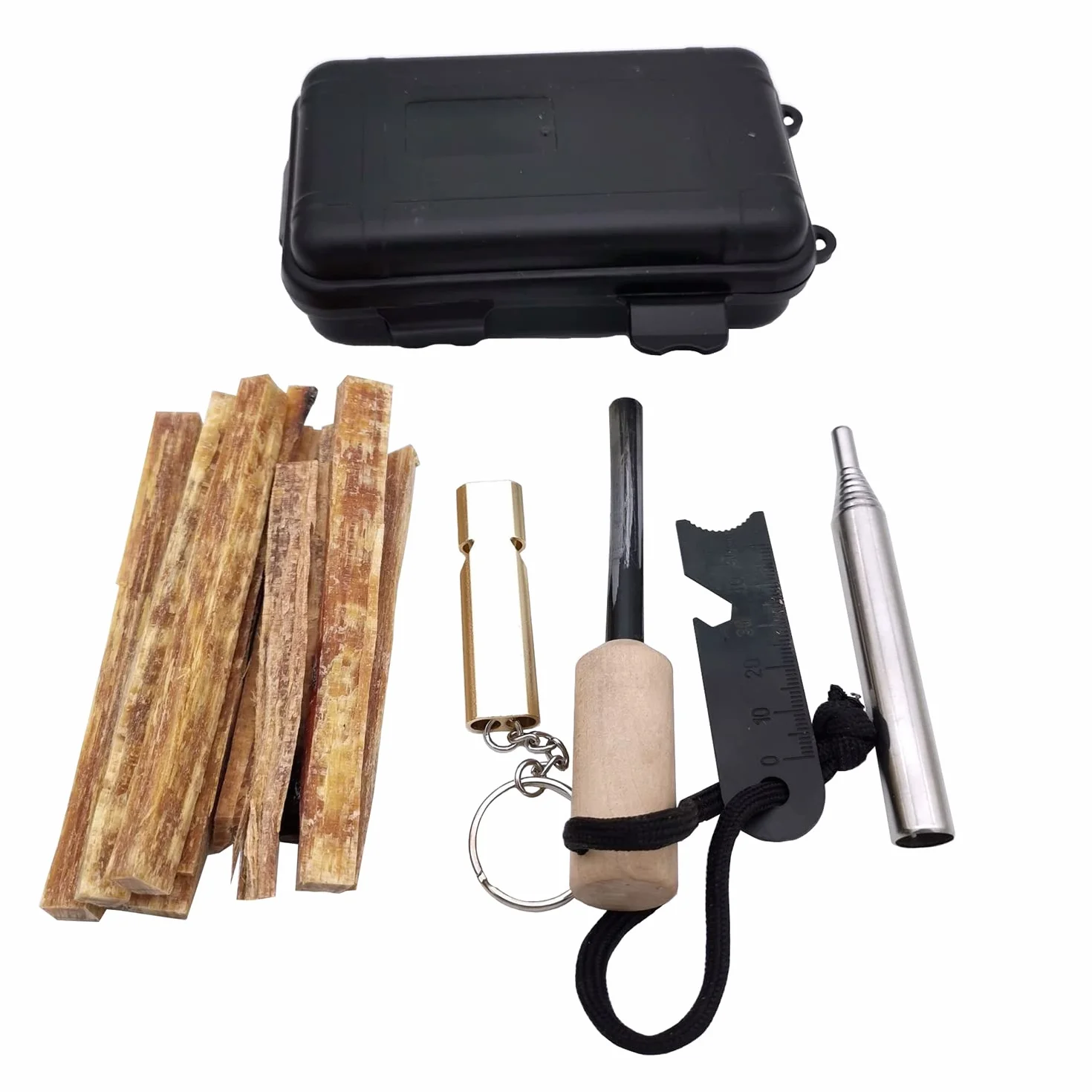Kit di accensione del Fuoco, Kit di Sopravvivenza all'aperto, Include Diversi sistemi di accensione del Fuoco e fonti di acciarino di Emergenza, Perfetto per Il Campeggio e l'escursionismo