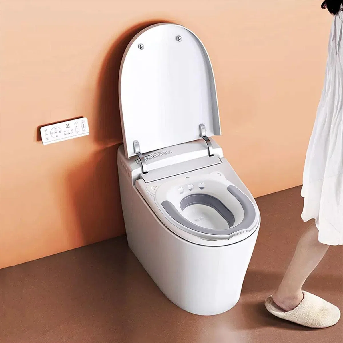 Semicupio per le emorroidi,Bagno Sitz Emorroidi Pieghevole, Si Siede Vasca Da Bagno Per Un Sollievo Lenitivo - Con Flusher, Sits Bath Pan si adatta alla maggior parte dei WC, WC da bagno Sitz Rianpesn