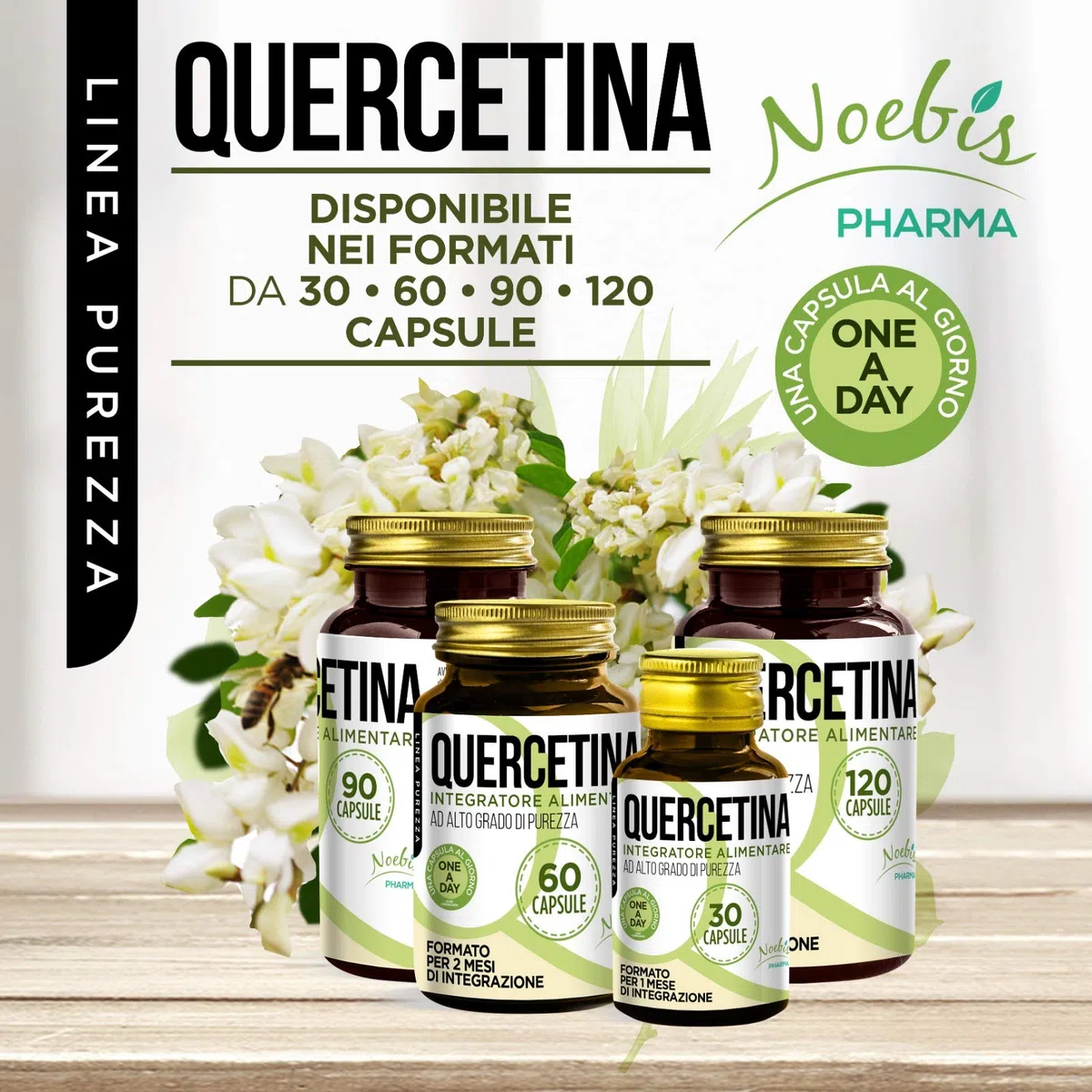 Quercetina 120 Capsule - 200 mg per 1 Capsula - Alto Grado di Purezza - 4 Mesi di Integrazione