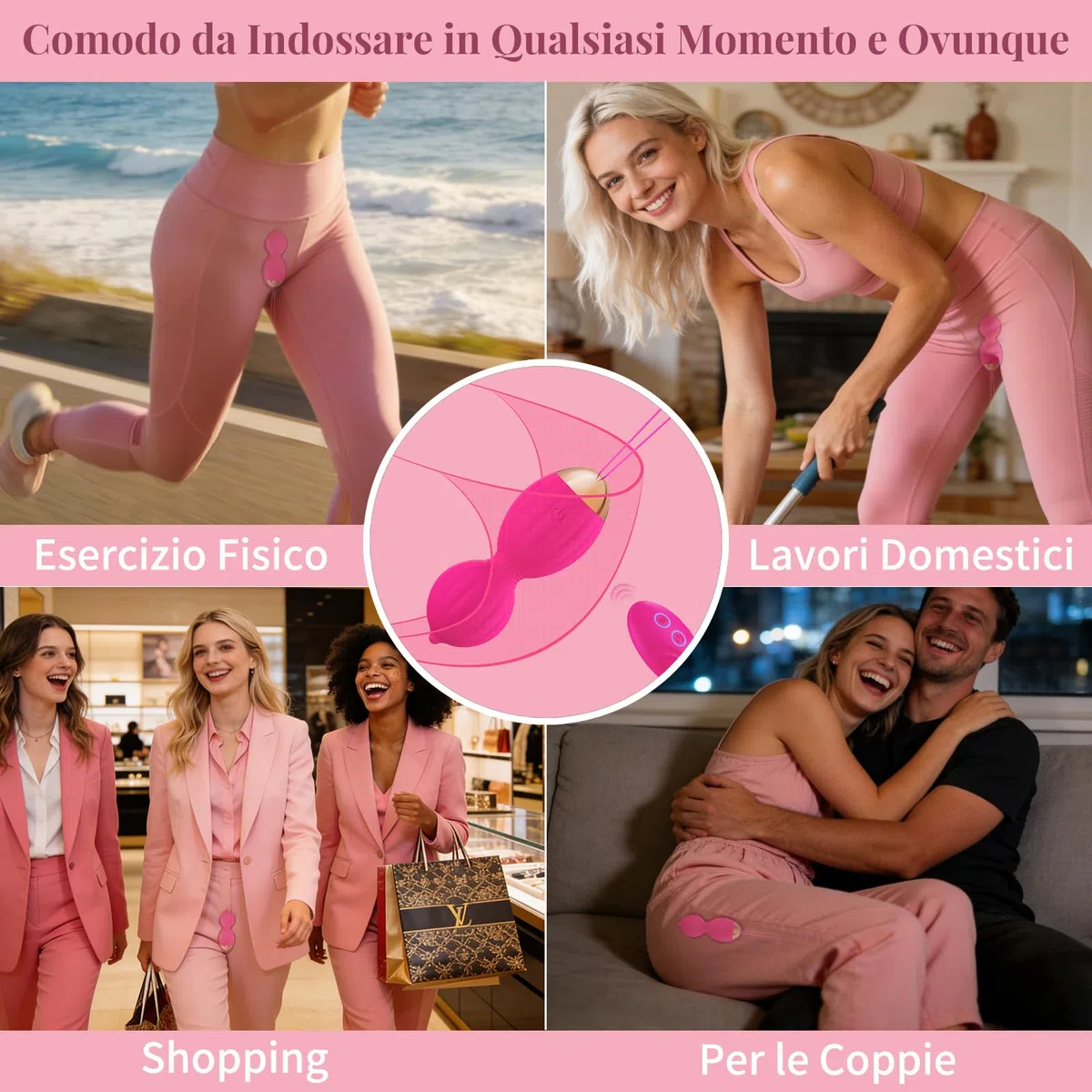 FIDECH - Set di 5 sfere dell'amore senza fili, con telecomando, per allenare la muscolatura vaginale, per coppie