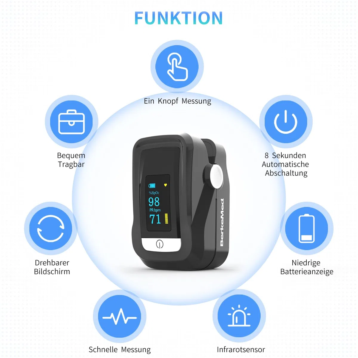Saturimetro,Pulsossimetro da Dito,Saturimetro da Dito Professionale Certificato,con OLED Display,Adatto Per Bambini, Adulti, Anziani, Famiglie e Ospedali
