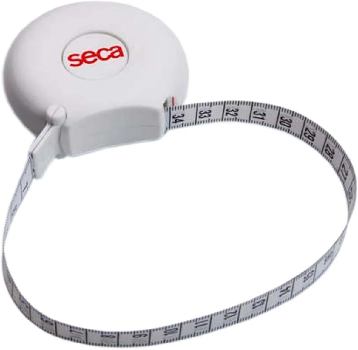 Seca Metro a nastro ergonomico vita/anca retrattile, Alta precisione, 205 cm, Vetroresina, Pulsante, 201