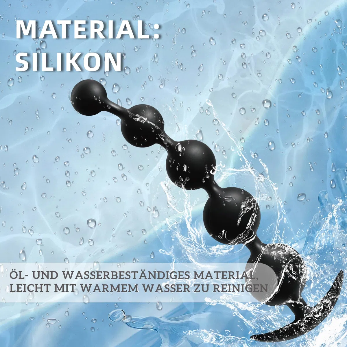 AMAZBEE Perle Anali in Silicone con Palline di Diverse Dimensioni Giocattolo Sessuale con Perle anal Flessibile con Dildo Butt Plug a Base Stretta e Svasata per uomini e donne nero (5 Bead)