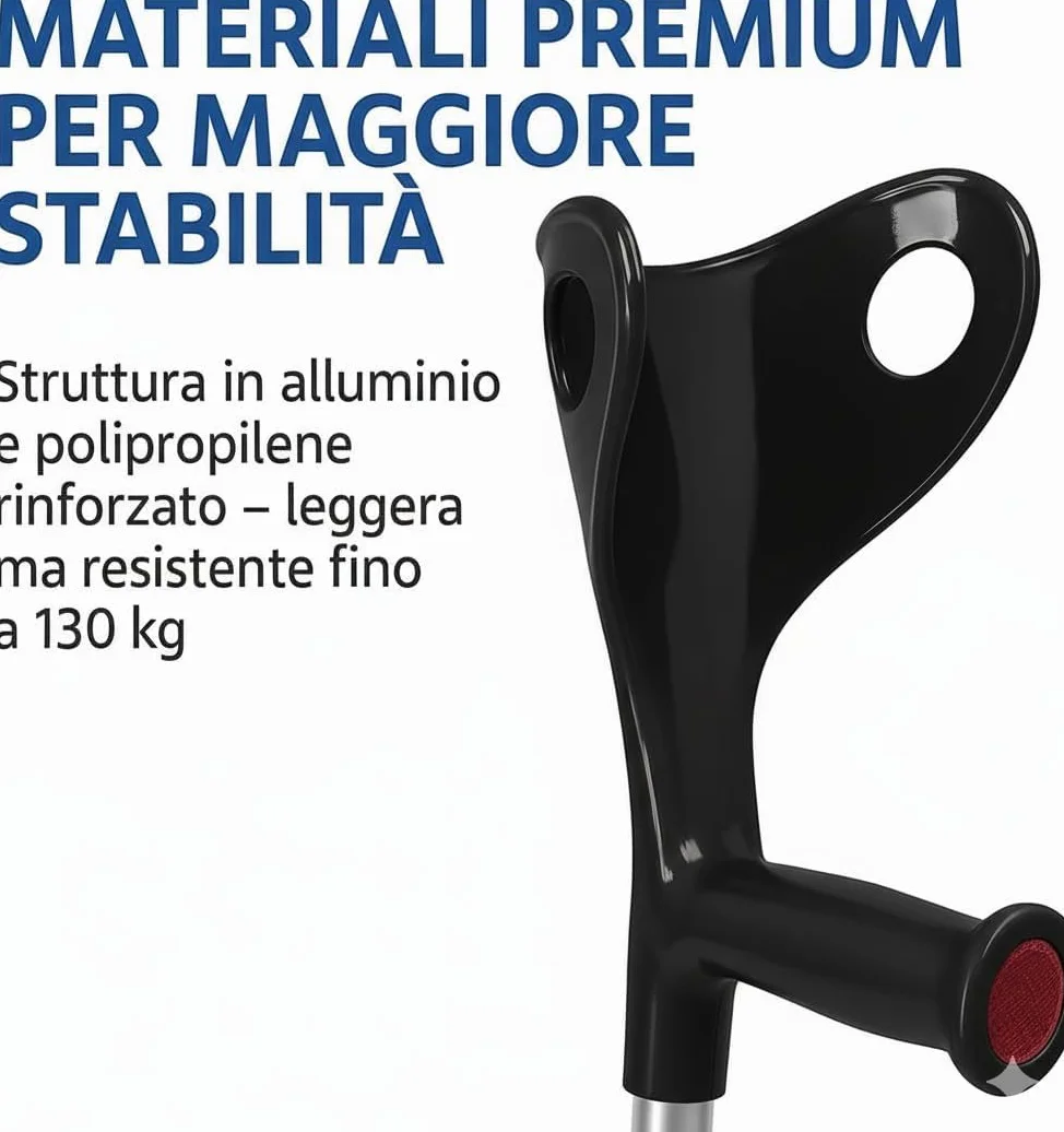 APP LIFE Stampelle Ortopediche (2 unità) Dispositivo Medico di Classe I Regolabili Leggere in Alluminio Anodizzato Coppia Stampella Ortopedica