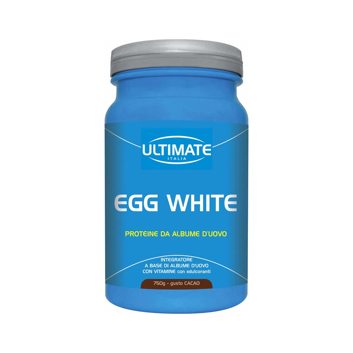 Ultimate Italia Egg White – Proteine di Albume dell'Uovo - Integratore Alimentare di Proteine a Base di Albume d'Uovo – con Vitamine B2 e B6 – Nutre la Massa Magra - Gusto Cacao, 750 Grammi