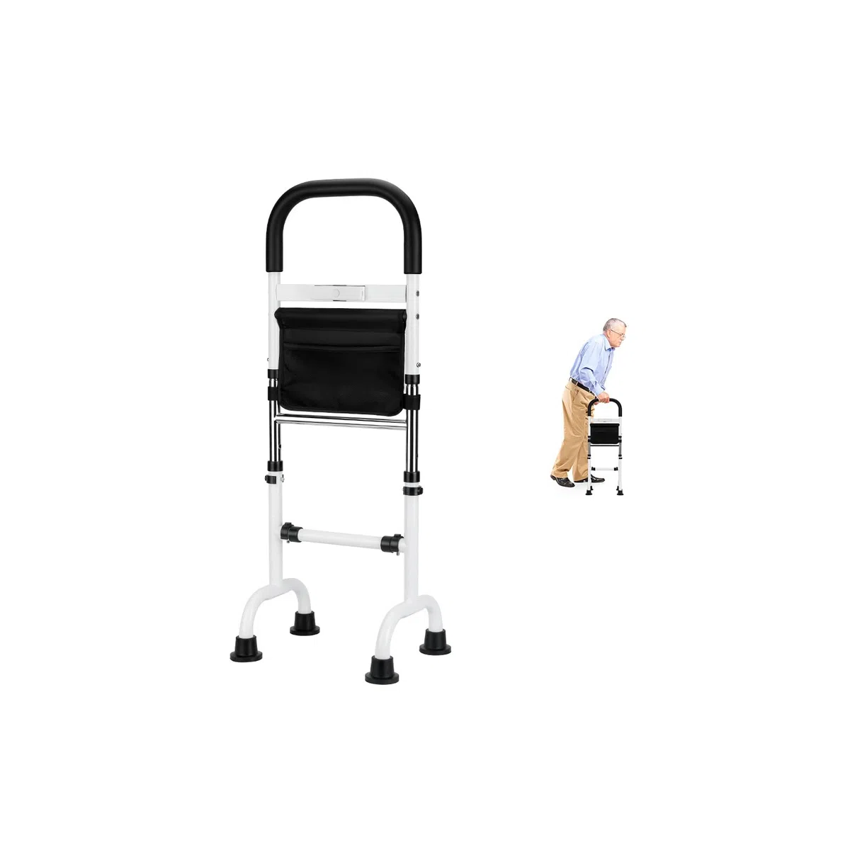 Ausili Alzarsi Letto 78-95CM Regolabili Supporto per Alzarsi dal Letto con Luce LED Capacità136KG Ausilio per Stare in Piedi su Divani, Letti, Accanto Alla Toilette per Anziani e Disabili