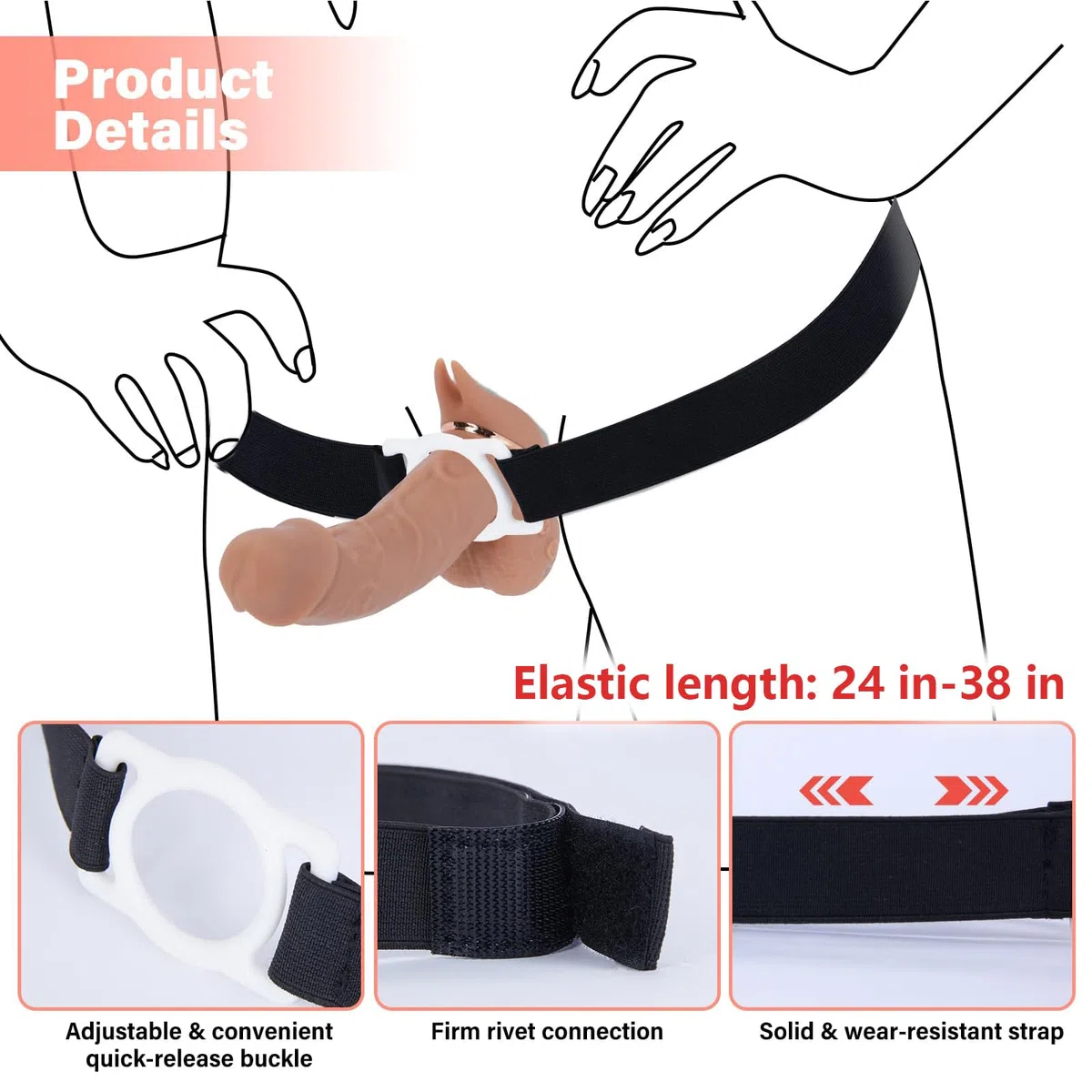 Strapon Doppio Dildo Realistico, Dildo doppi Con Cintura Per Donne 9 Modalità Di Vibrazione E Spinta G Spot Anal Stimulator Silicone Dildos Sex Toy Per Uomini E Coppie (A-Telescopico)