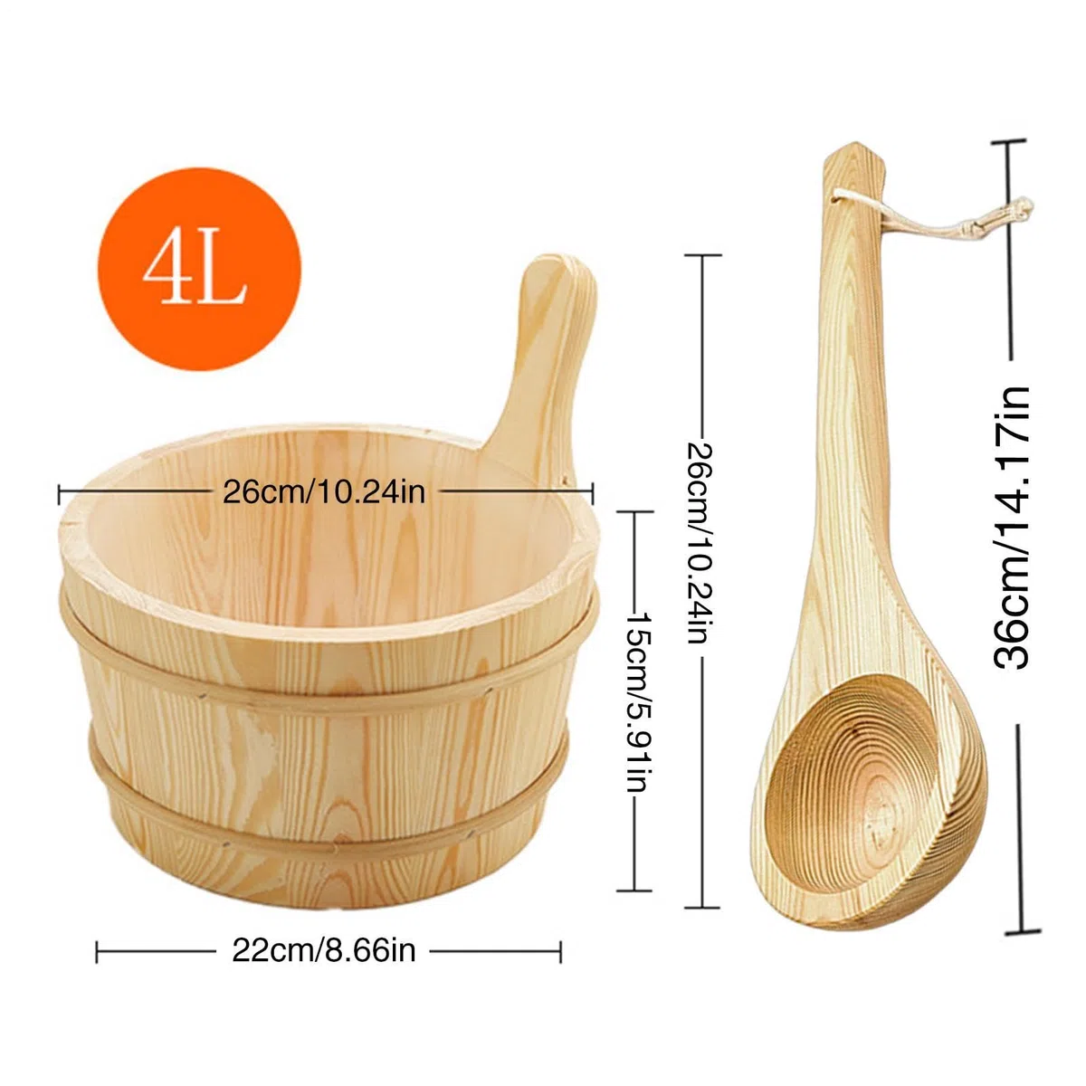 Grande secchio per sauna – contenitore universale per acqua spa, secchio multiuso, manico ergonomico, accessori per bagno turco durevole | per casa, hotel, casa, appartamento, bagno, sauna, bagno, S