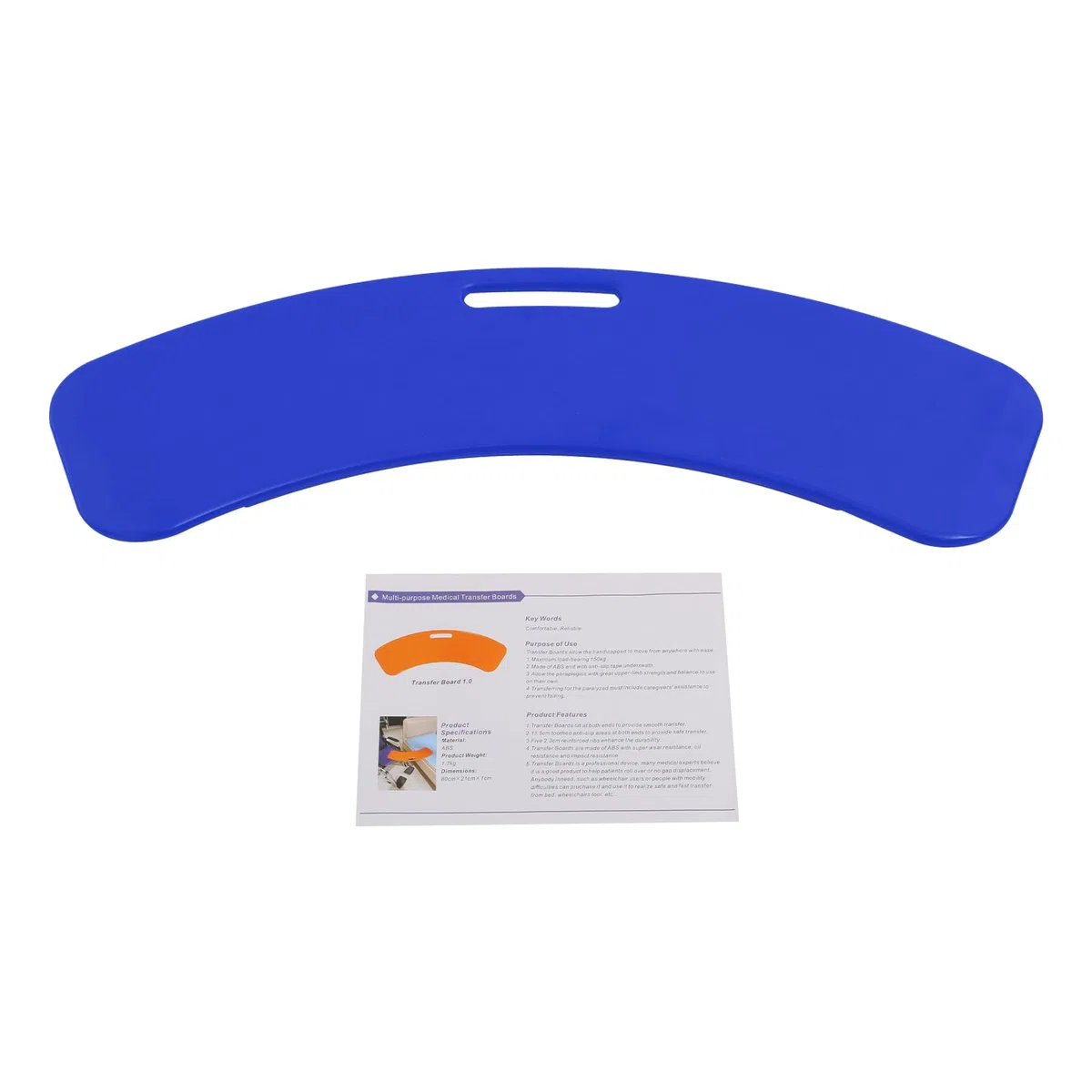 Tavola di trasferimento per pazienti, con manico per sedie a rotelle, per anziani, fino a 150 kg, per sedia a rotelle (blu)