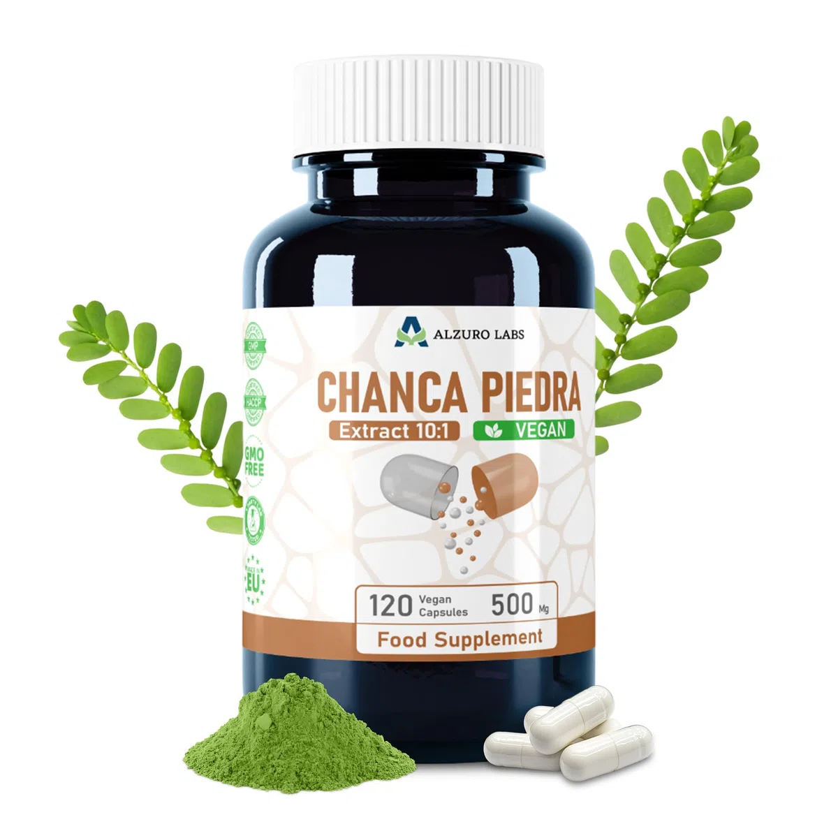 Chanca Piedra | 5.000 mg equivalente | Alto dosaggio estratto 10:1 500 mg | 120 capsule vegane | GMP & Testato da Laboratorio Indipendente