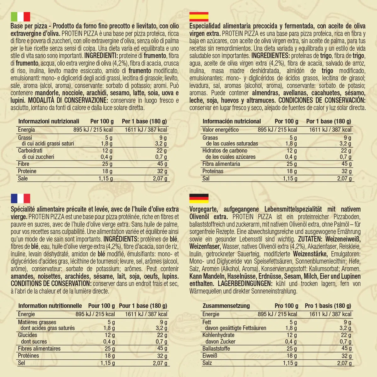 Pizza Proteica Senza Carboidrati EatPro 1 Base Pizza Keto da 180g 12% Carboidrati, 18% Protein Pizza Chetogenica, Low Carb Keto Diet Cibo Proteico, 25% Fibre, Dieta Chetogenica Prodotti