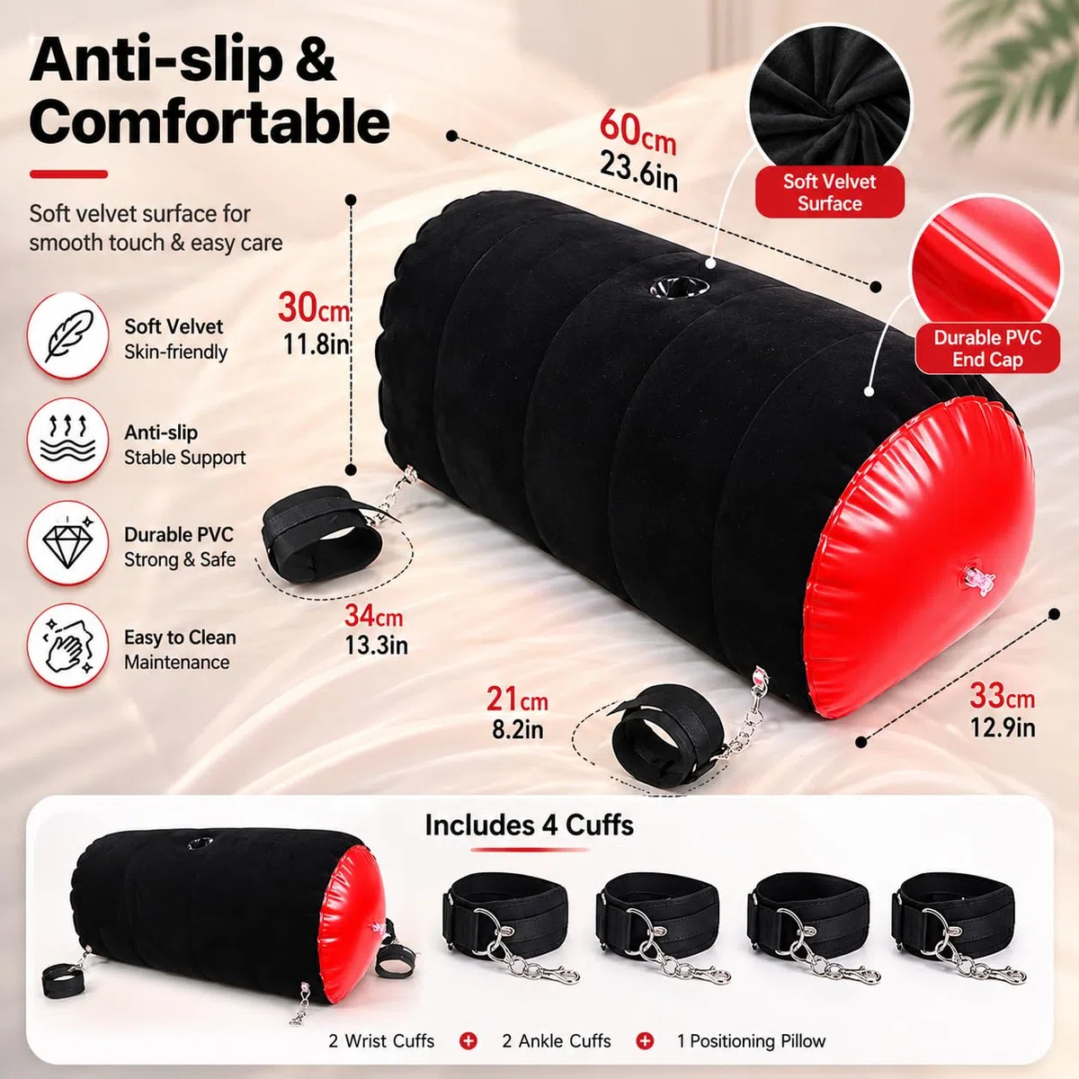 Cuscino BDSM, kit di legami con manette per polsi e cosce, mobili sessuali innovativi per donne e coppie, cuscino gonfiabile, giocattoli del sesso