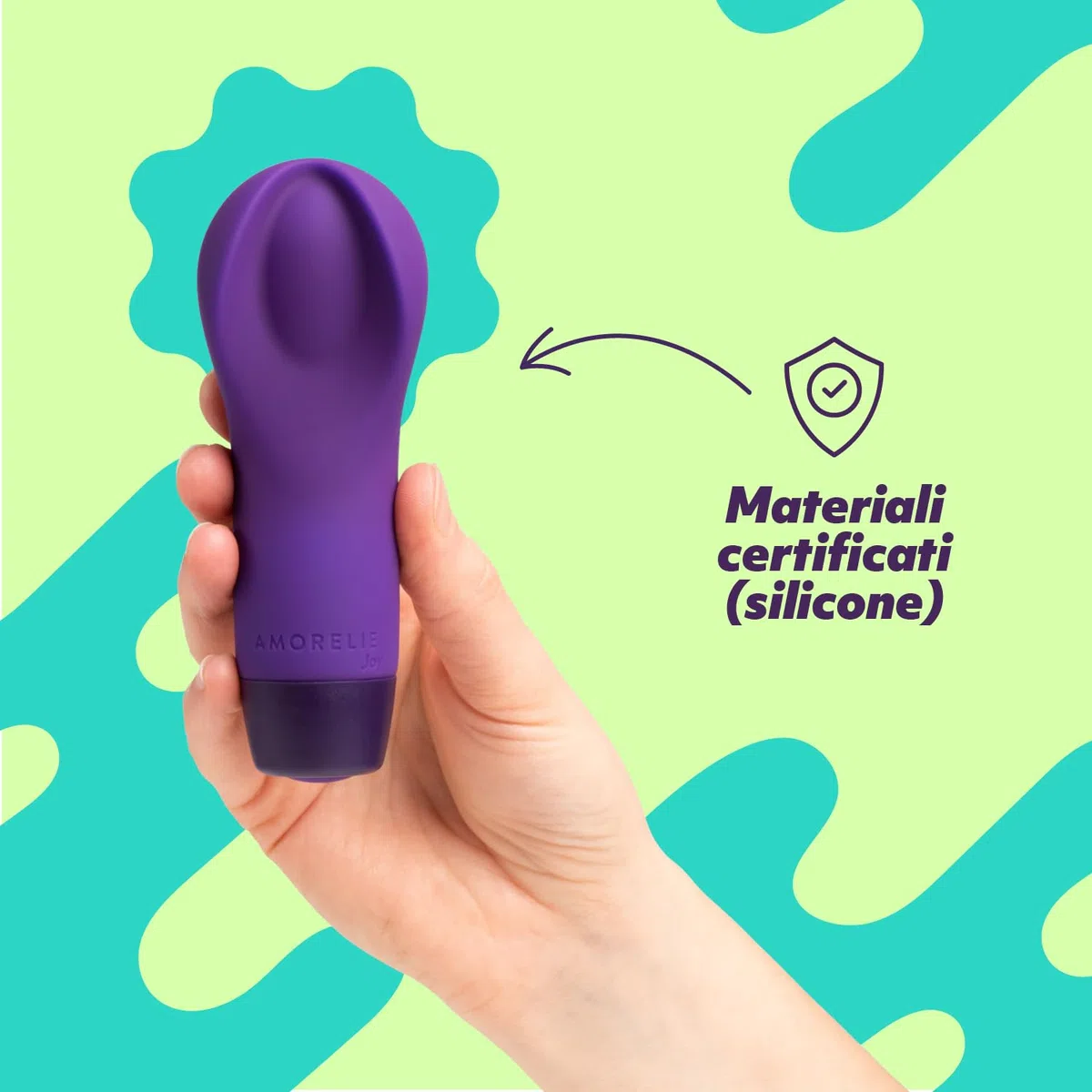 AMORELIE Joy - Vibratore Groove da donna, impermeabile, ricaricabile, viola