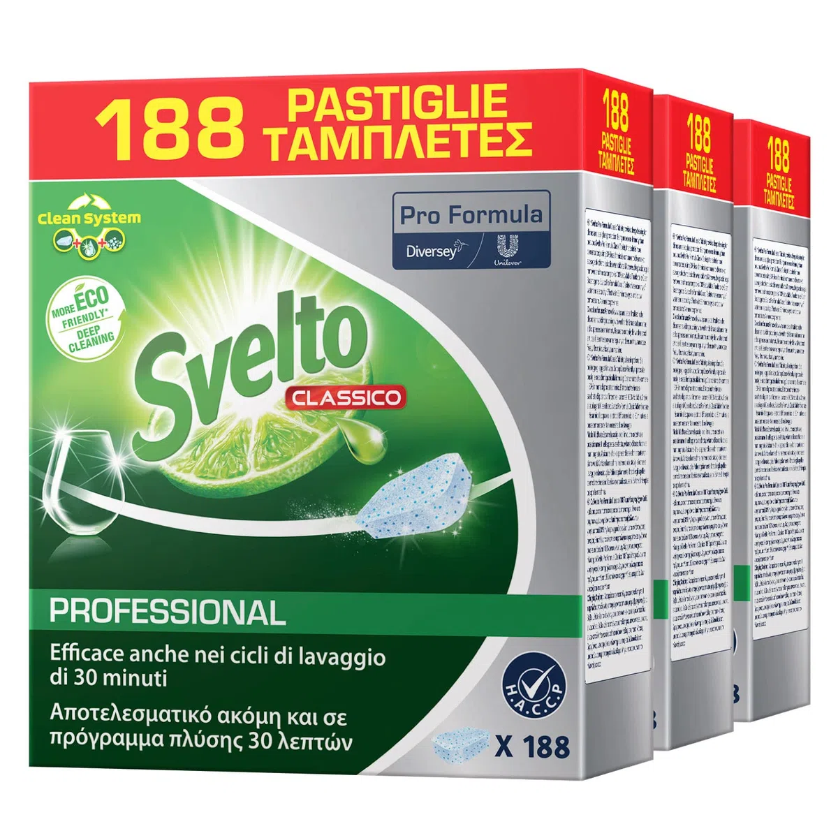 3x Svelto Professional Detersivo Classico in Pastiglie per Lavastoviglie Pro Formula Eco Detergente - 3 Confezioni da 188 Tabs ciascuna