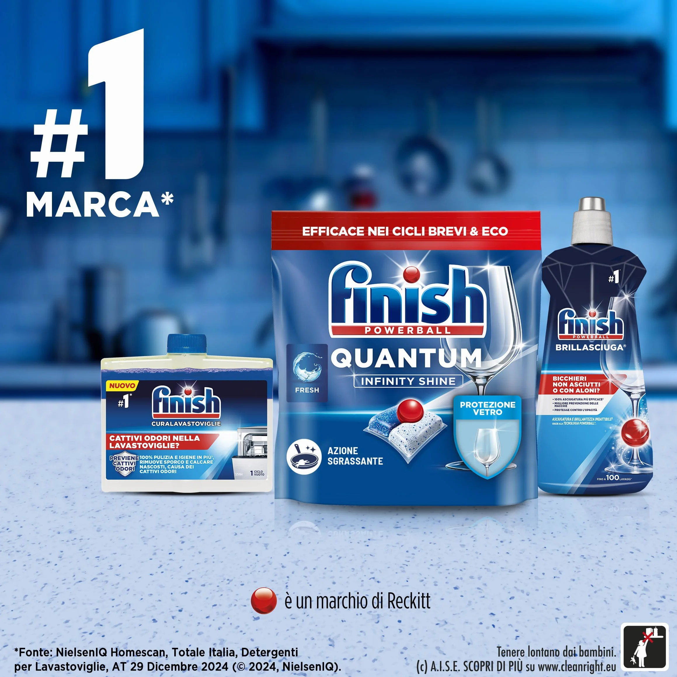 Finish Quantum Infinity Shine Pastiglie Lavastoviglie, 120 Capsule Lavastoviglie, Detergenti per Lavastoviglie per una Pulizia e Brillantezza Efficace
