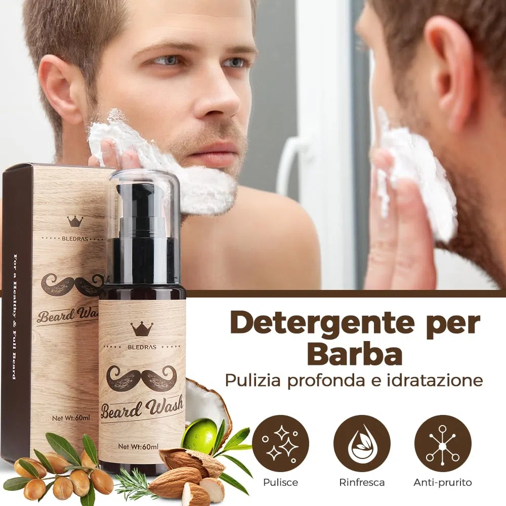 Bledras 13 in 1 Barba Cura Set, Cura Della Barba Professionale per Uomo, con Olio da Barba, Balsamo Barba, Shampoo Barba, Rasoio Dritto, Forbici, Spazzola,Pettine, Kit Barba Uomo Regali per Lui e Papà