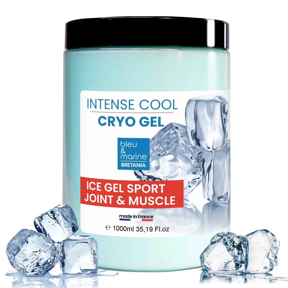 bleu & marine Bretania - Gel Crema Rinfrescante 1000 ml | Allevia Gambe Pesanti | Combatte Cellulite | Effetto Ghiaccio | Drenante e Riducente | Idratante, Clear, 1L
