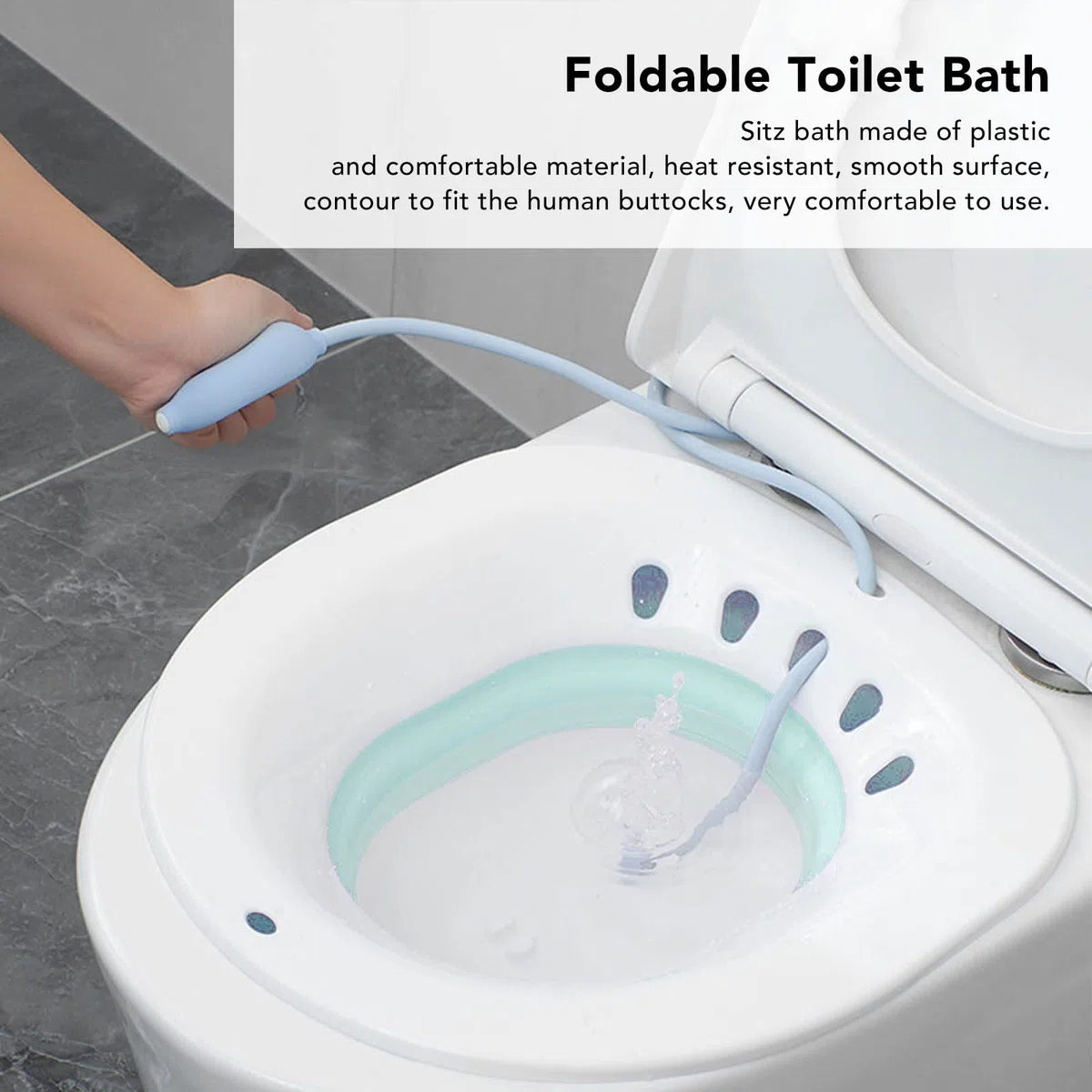 Sitz Bath per Sedile del Water, WC Dopo il Parto Squat Riduce il Dolore A Prova di Fuoriuscita di Acqua Massaggio Sitz Bath Pieghevole con Sciacquone(Verde)