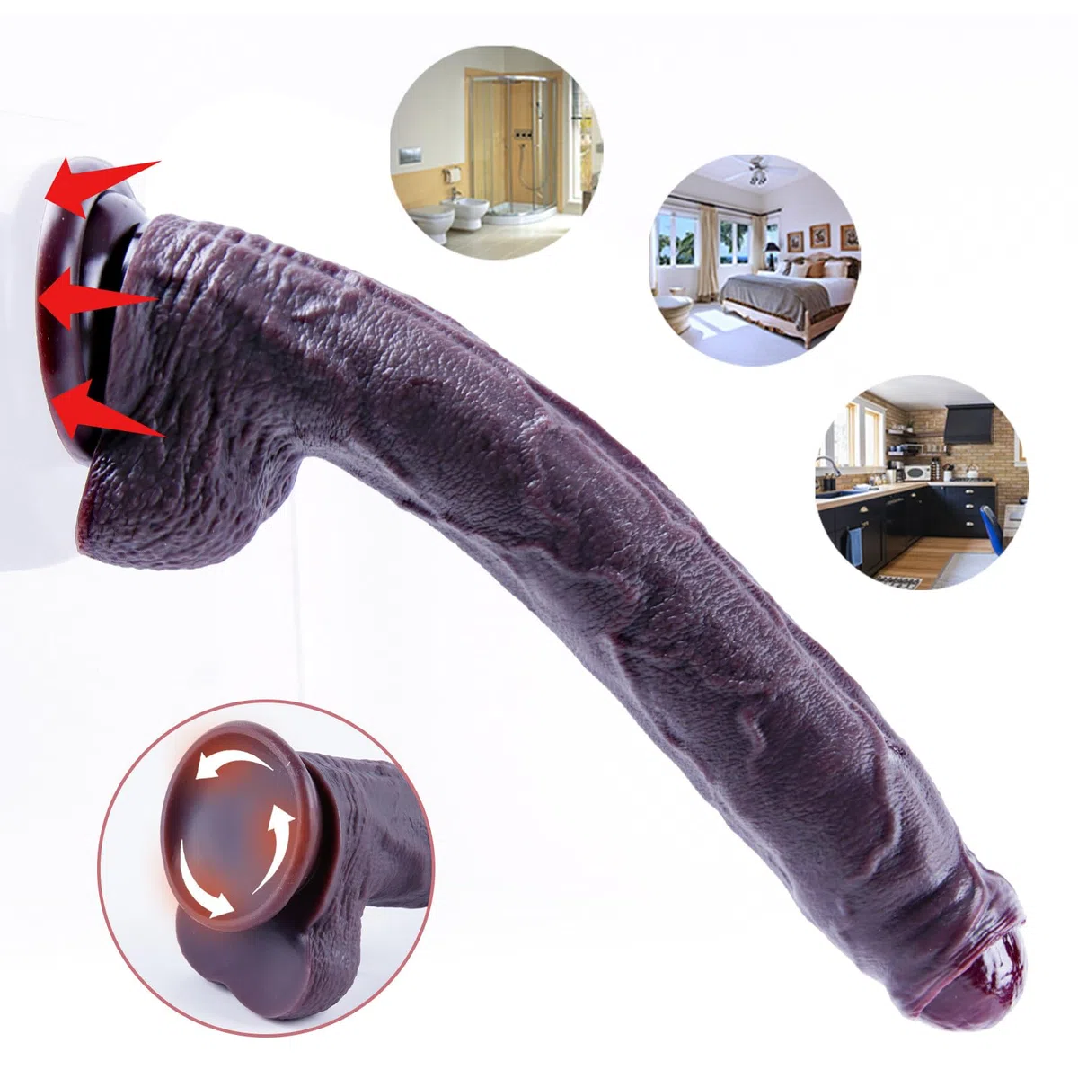 Dildo realistico non circonciso di 24,5 cm con prepuzio,grande dildo in silicone,pene spesso con ventosa,dildonero per stimolazione del punto G anale,giocattolo sessuale per adulti per uomini e donne