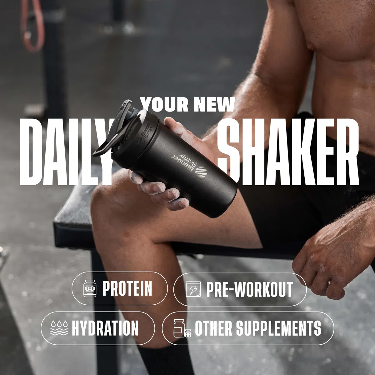 BlenderBottle Strada - Borraccia termica in acciaio inox, con BlenderBall, shaker per proteine e shaker per il fitness, senza BPA, a doppia parete, isolata sottovuoto – bianco, 375 g
