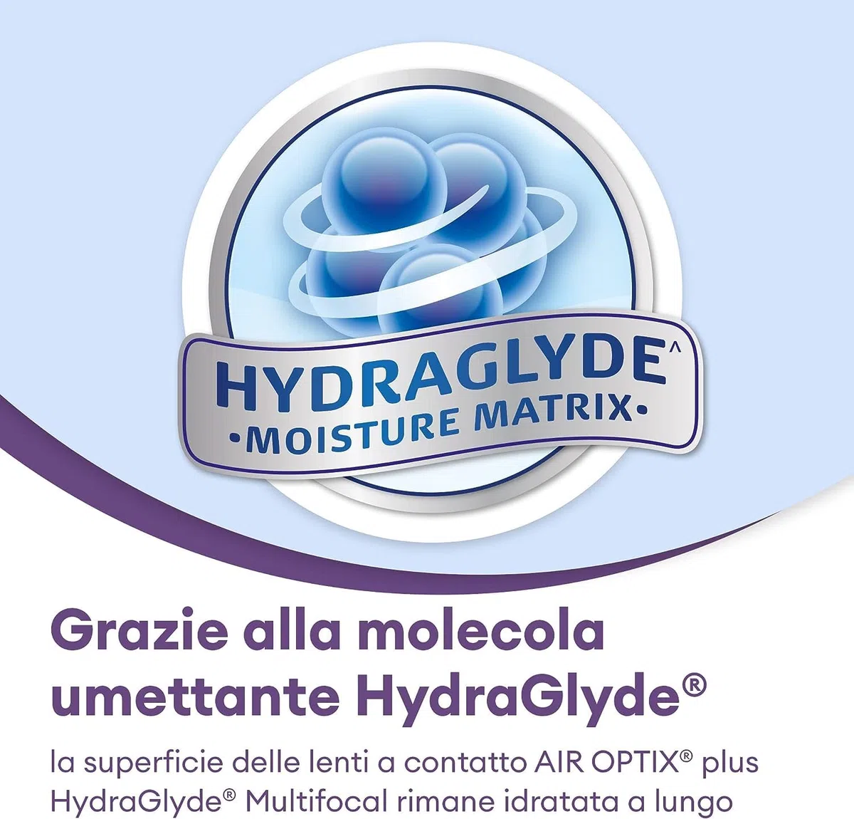 Air Optix plus HydraGlyde Multifocal lenti a contatto mensili | 6 lenti | BC 8.6 mm | DIA 14.2 mm | ADD MED | +02.50 diottrie