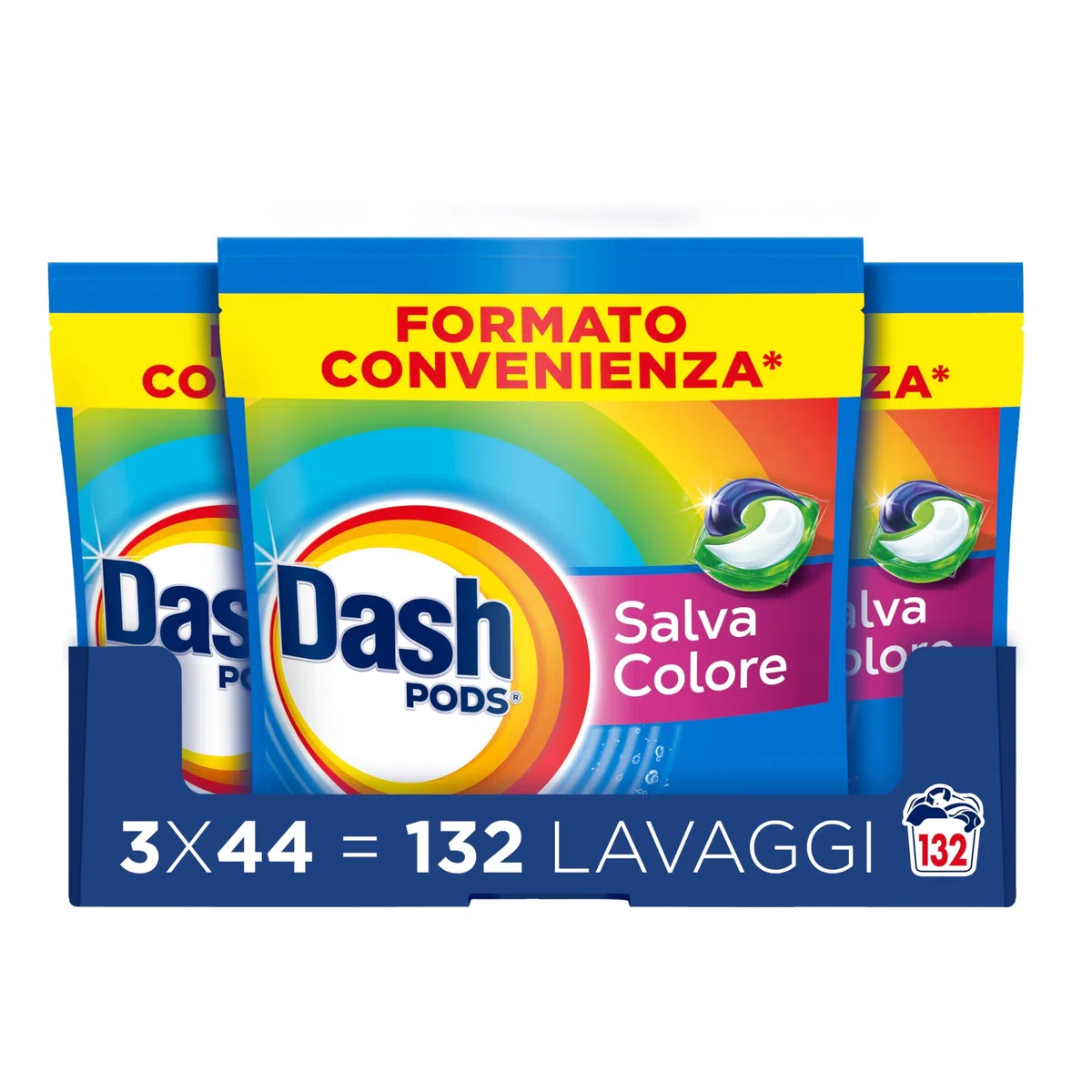 Dash Pods Detersivo Lavatrice In Capsule, 44 Lavaggi, Salva Colore, Rimuove Le Macchie, Igienizza, Brillantezza Per I Capi