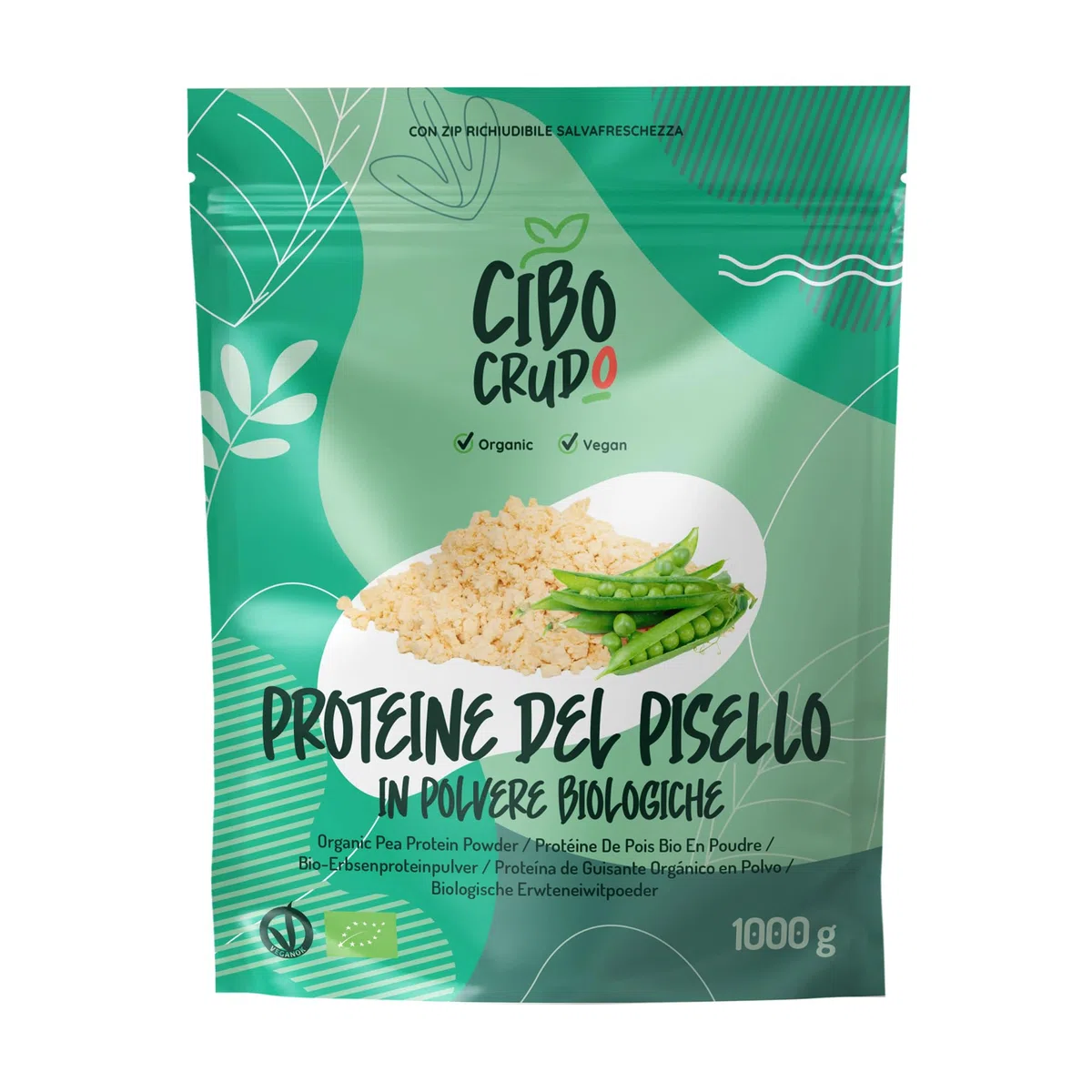 Proteine del Pisello in Polvere Bio - 1Kg. Proteine Vegane in Polvere. Vegan Protein Powder Organic Pea. Proteine Vegetali in Polvere Vegan Naturalmente Senza Glutine. Integrazione Sportiva Vegana.