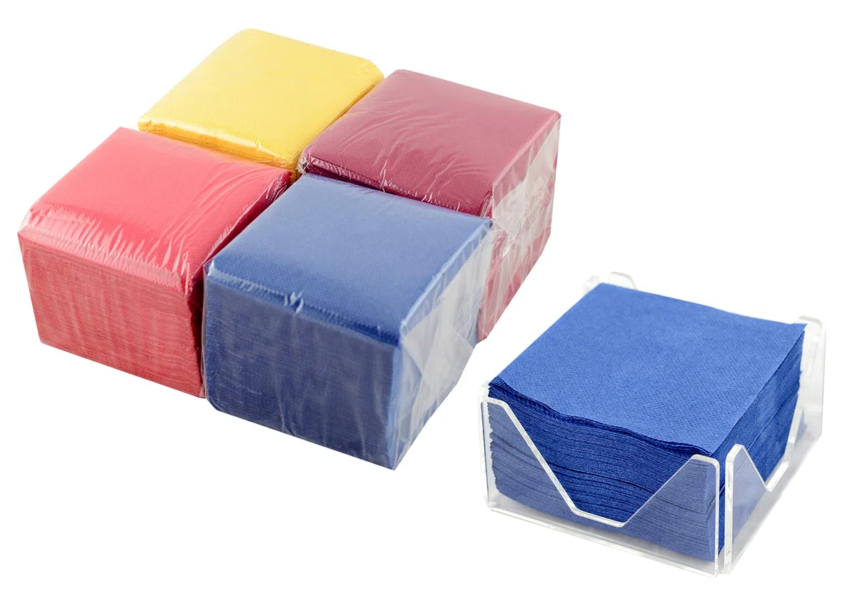 Hostelnovo 400 tovaglioli di carta 100 pezzi + portatovaglioli in metacrilato design esclusivo - Colori assortiti - Speciale cocktail - 10 x 10 cm