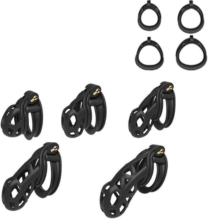 Cage de protection noire pour homme au design 3D, avec 4 anneaux - AA4