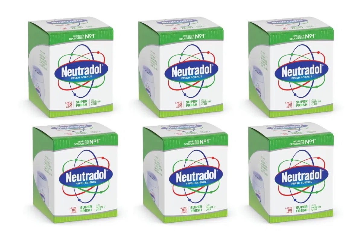 Neutradol Gel Odour Destroyer Super Fresh (6 pezzi) – Deodorante per ambienti per la casa – efficace eliminatore di odori e neutralizzatore – rimozione degli odori di muffa – con magnete Cheeroo