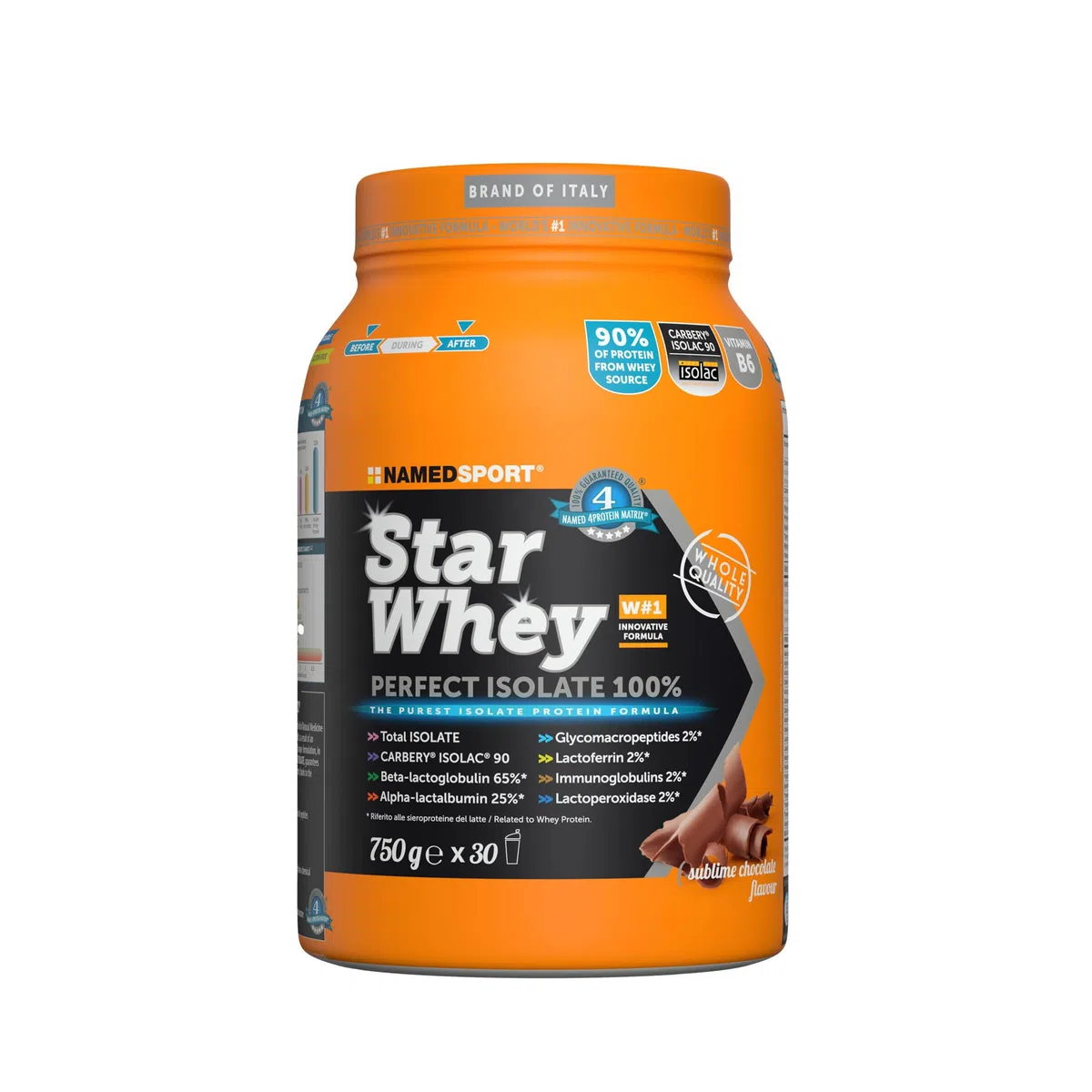 NAMEDSPORT Star Whey Isolate Proteine in Polvere Isolate | Proteine del Siero del Latte ad Alta Purezza per Massa Muscolare e Recupero | Low Sugar & High Protein | 750g – Cioccolato