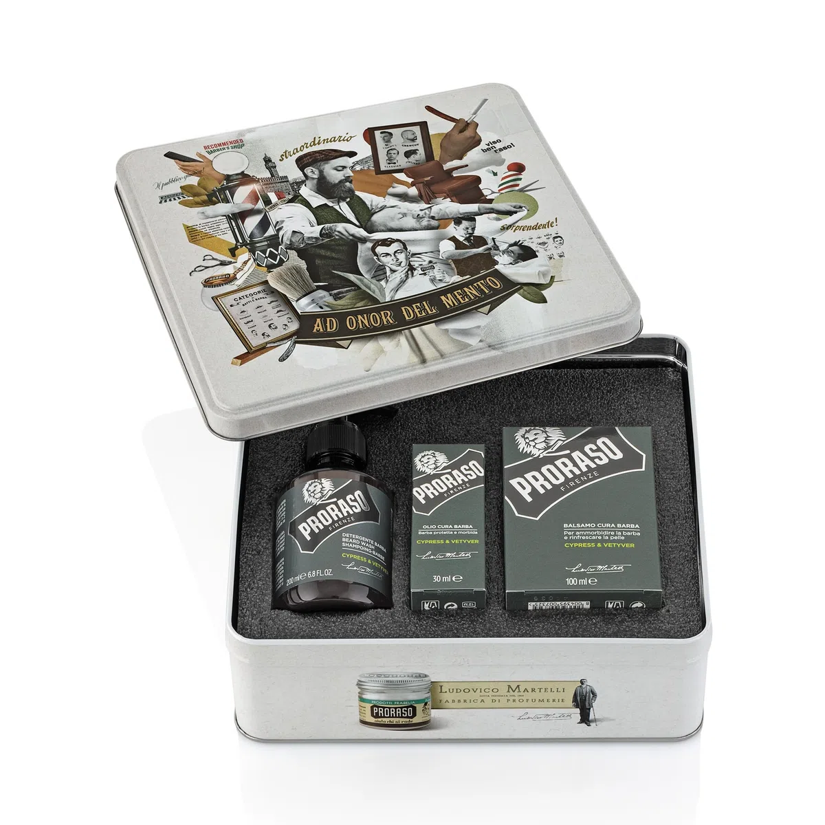 Proraso Set barba uomo Cypress and Vetyver, Set ideale come regalo uomo contenente Shampoo da 200 ml, Olio 30 ml e Balsamo per la barba da 100 ml, Made in Italy