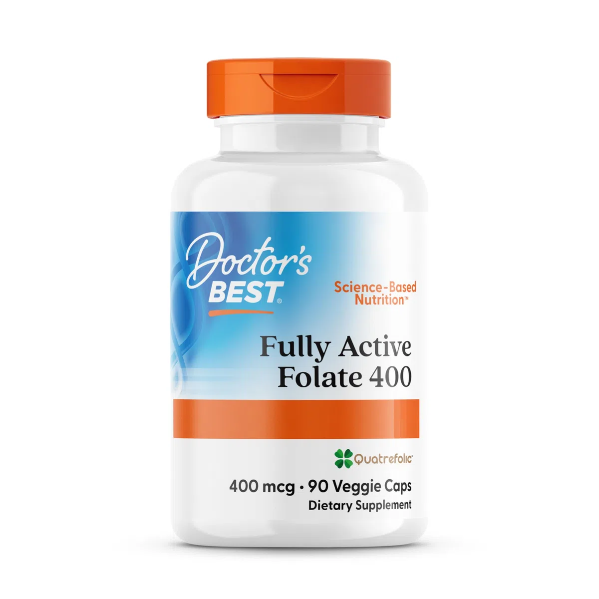 Doctor's Best, Fully Active Folate (Acido Folico), con Quatrefolic, 400mcg, 90 Capsule vegane, Vitamina C, Testato in Laboratorio, Altamente Dosato, Senza Glutine, Senza Soia, non OGM
