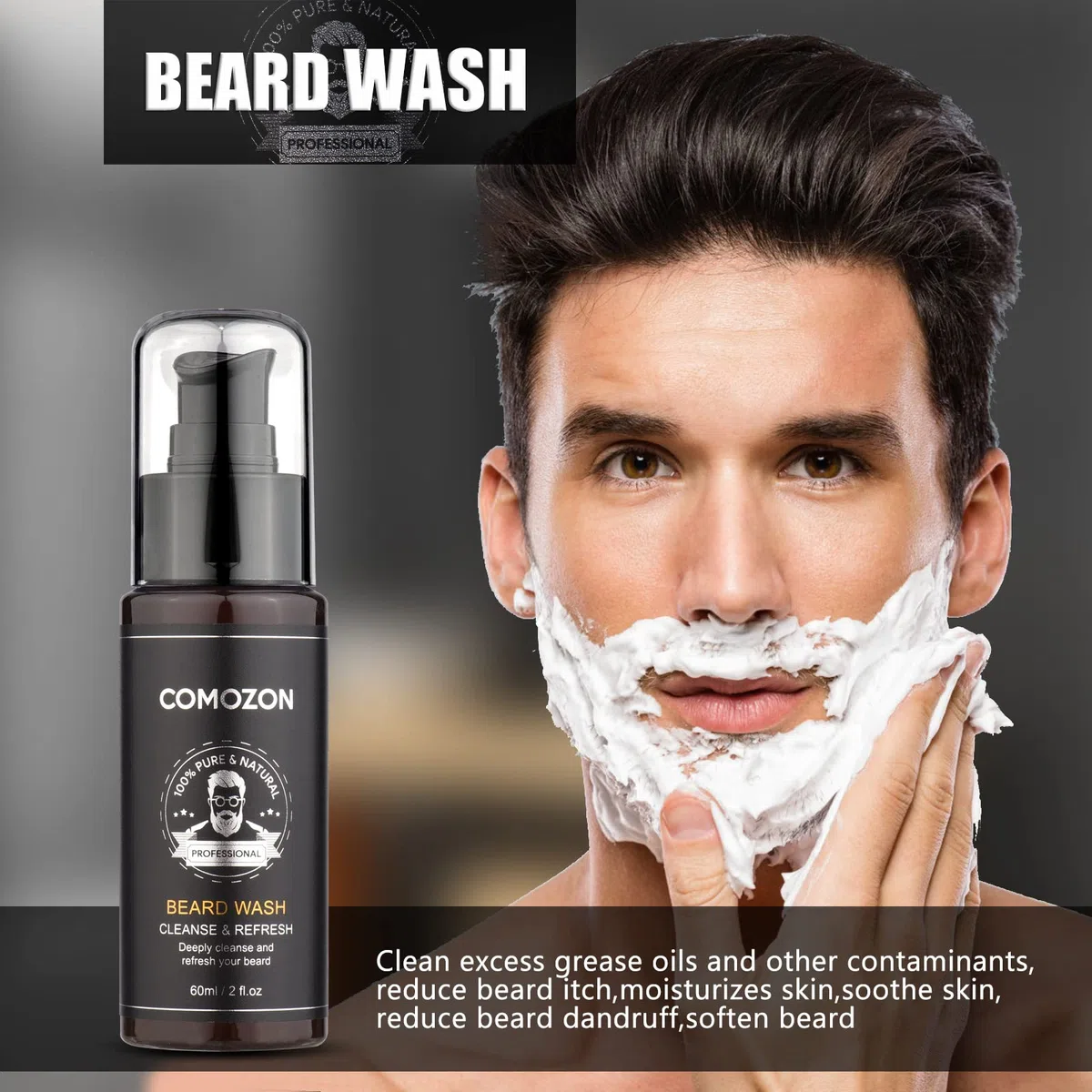 Kit Barba Uomo comozon Naturale Set Barba Uomo Regalo con Balsamo Barba, Olio Barba, Shampoo Barba, Regola Barba, Pettine Barba, Spazzola Barba