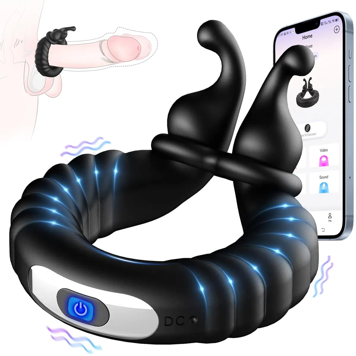Anello Vibrante per Lei e Lui Sexytoysys Coppia, Cock Ring Sex Toys Sessuali per Coppia con 10 Modalità di Vibrazione, Anello Pene Vibratoreper Uomo Professionale, Cockring Stimolatore per Clitoride