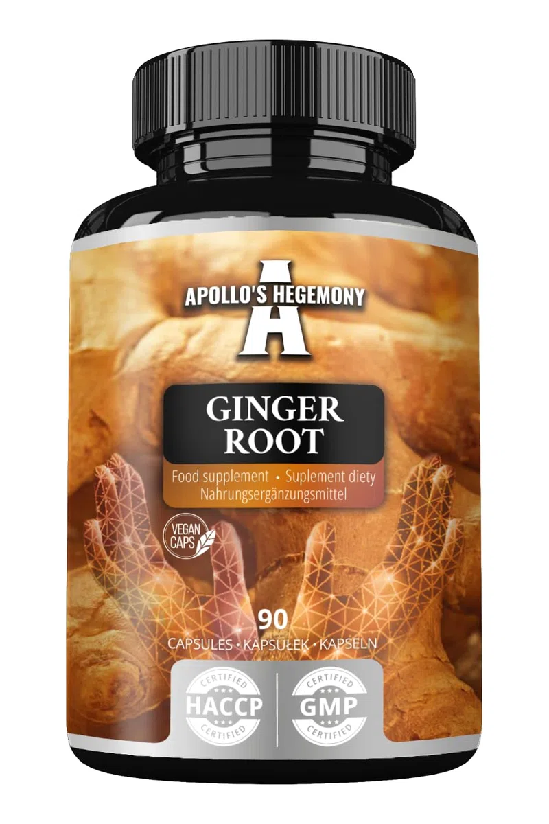 Radice di zenzero 500 mg, estratto contenente il 5% di gingeroli, 90 capsule vegane, fornitura di 3 mesi - da Apollo's Hegemony