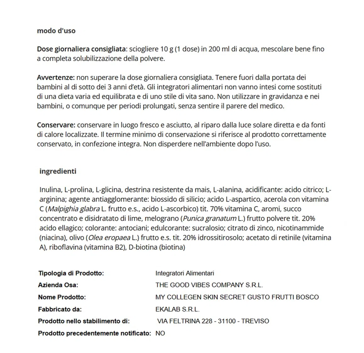 Goovi, My Collagen Skin Secret, Integratore Alimentare per Stimolare la Formazione del Collagene, con Vitamina C, Melograno, Niacina e Riboflavina, Polvere Solubile al Gusto Frutti di Bosco, 240 g