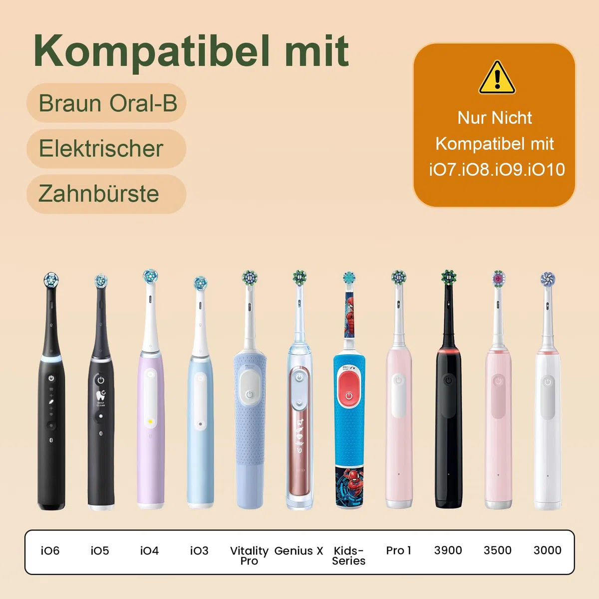 Newding Stazione di ricarica per spazzolini da denti, compatibile con Braun Oral-B iO6 iO5 iO4 iO3 iO2 (non iO7 iO8 iO9) Pro 3 3900 3500 3000Vitality Pro, Genius X, bambini, caricabatterie wireless