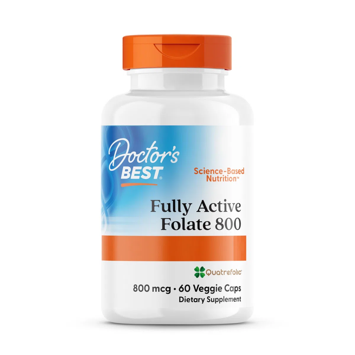Doctor's Best, Fully Active Folate with Quatrefolic (Acido Folico), 800mcg, 60 Capsule vegane, Testato in Laboratorio, Senza Glutine, Senza Soia, Vegetariano
