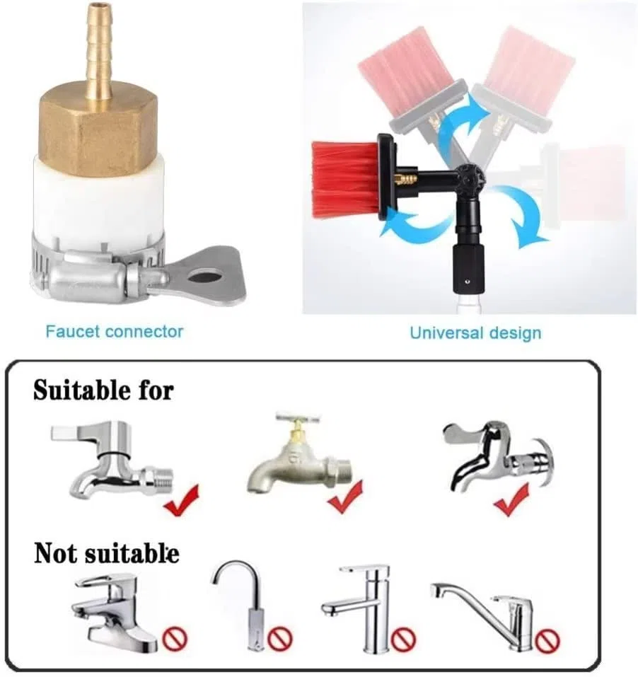 Kit de poste telescóo de 33 pies - Herienta de cepillo de eslla de goma con alimentación de agua de 10 m para paneles solares Manguera exteble Limpiador de ventanas profesal Fácil de