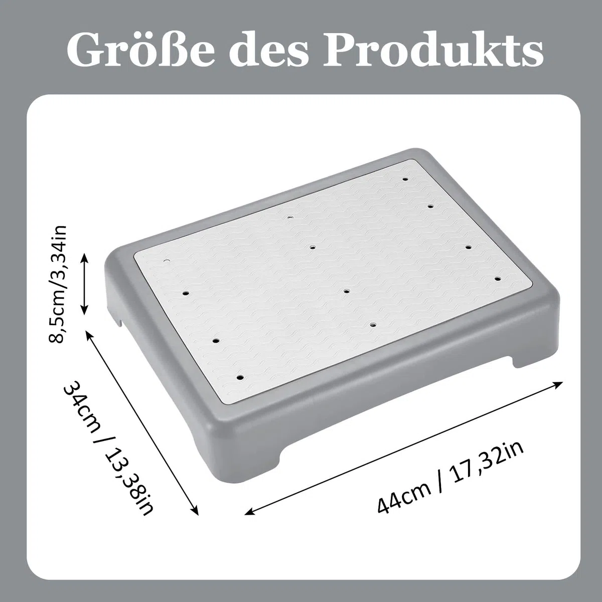Sgabello di Supporto Mezzo Gradino, Sgabello Half Step per Anziani, Impilabile Mezzo Gradino Antiscivolo Portatile Aiuto per Scale, Portata Massima 200 kg, per Sedie a Rotelle e Automobili, Grigio