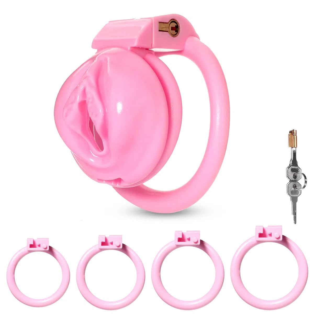 BDSMLOVE Sissy chastity cage con 4 Anelli per il Pene Rimovibili, gabbia castità per uomo, gabbia per il cazzo SM bondage slave sex toys, cock cage gabbietta di castità per uomo (S)