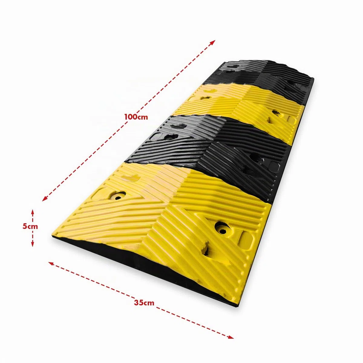 KARAT - Rallentatore di velocità - Rampa per auto - Sicurezza stradale in gomma riciclata di alta qualità - Soglia di pavimento resistente alla pressione - Modello Kenya, 100 x 35 x 5 cm, nero-giallo
