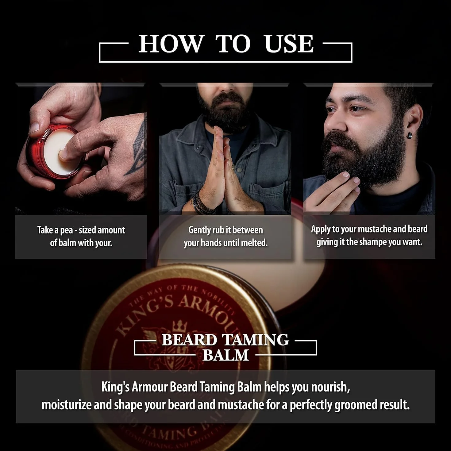 King's Armour Luxury Beard Care Balm 50 ml - Balsamo Premium Beard Tamer - Cura e Protezione Intensive