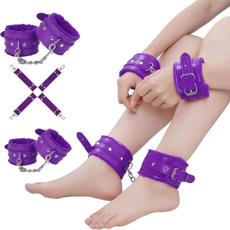 Set di 12 Accessori Multifunzionali in Pelle Viola per Il Cosplay, Adatto per Esercizi di Yoga E Sport di Coppia in Camera da Letto